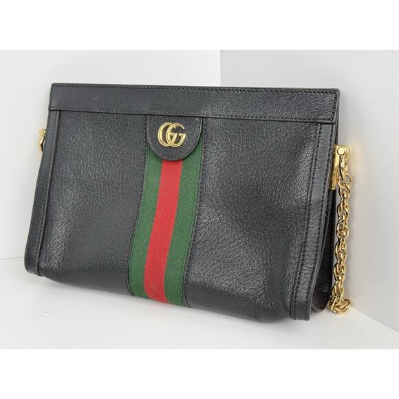 Gucci Ophidia Medium Leather Chain Shoulder Bag Black - Picture 1 of 16